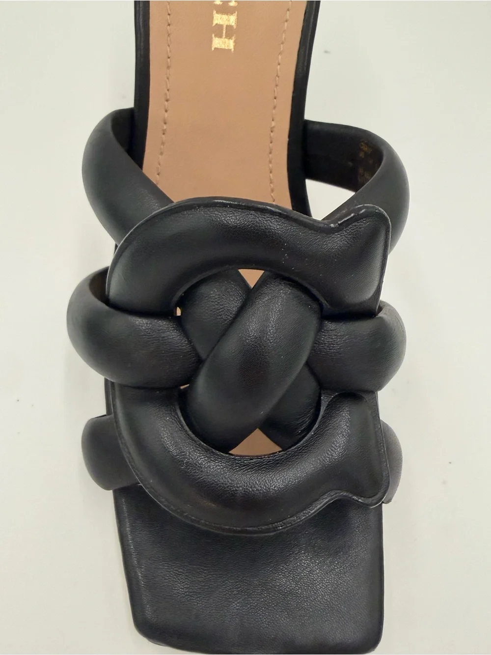 Coach Kellie Black Knot Heels, Mules, Slides with Woven C logo Size 9